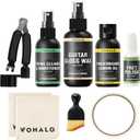 Premium Guitar Cleaning Kit - Guitar Gloss Wax, Fretboard Lemon Oil, String Cleaner Oil, Fret Polish with Microfiber Cloth, Brush & Tools, Compact All in One Care Set for Electric Guitar, 240ML