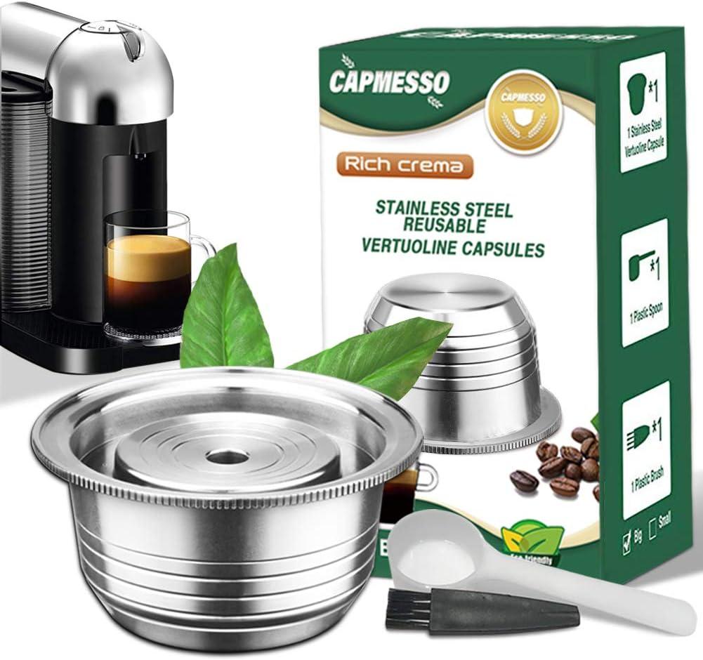 CAPMESSO Coffee Capsule, Reusable Vertuoline Pod Refillable Vertuo Capsules Stainless Steel Compatible with Vertuoline Machine GCA1 and Delonghi ENV135S (8OZ-Coffee Cup)