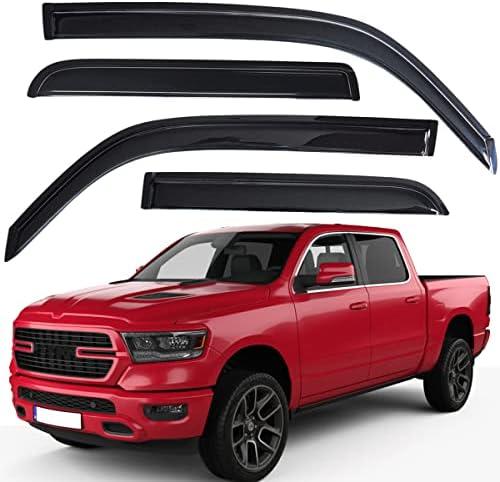 Lightronic Extra Durable Outside-Mount Auto Vent Window Visor, Fits 2019-2025 Ram 1500 Crew Cab (New Body Only, EXCLUDES 1500 Classic), UV-Protect Rain Guard, Original Wind Deflector, Smoke, 4-Pcs
