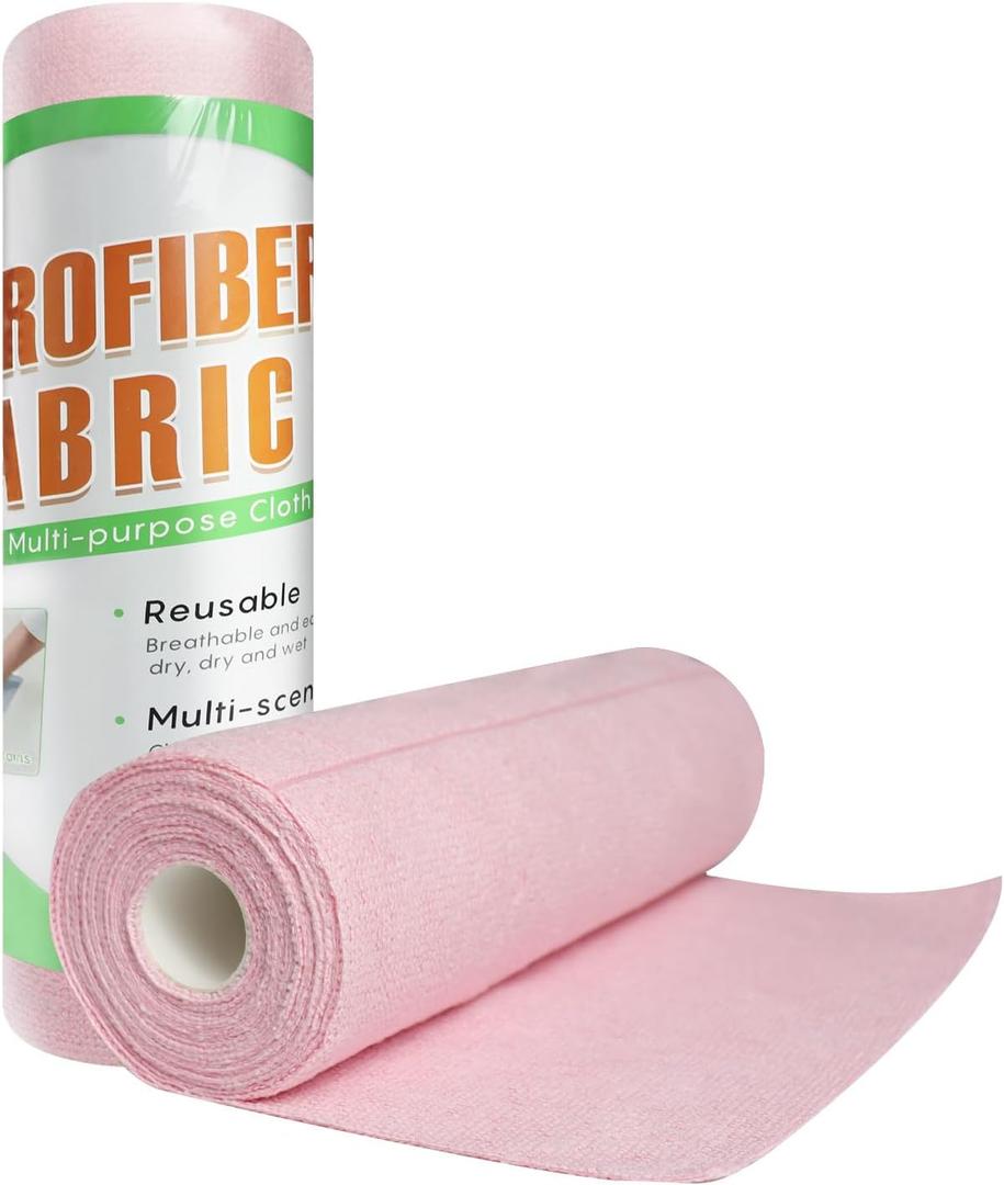 Kitchen Towels Swedish Dishcloths Roll - 20 Count Reusable Paper Towels, Ultra Absorbent Washable Cellulose Sponge Cloths for Kitchen Cleaning, Odor Free Eco Friendly Biodegradable Cleaning Rags, Pink