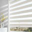 AOSKY Cordless Zebra Blinds for Windows Pull Down Roller Window Shades Dual Layer Light Filtering Privacy for Day and Night, Free-Stop Door Shades for Home Easy to Install Linen Cream 36" W X 72" H