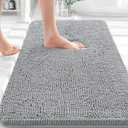 OLANLY Bathroom Rugs 36x24, Extra Soft Absorbent Chenille Bath Rugs, Rubber Backing Quick Dry, Machine Washable Bath Mats for Bathroom Floor, Tub and Shower, Home Decor Accessories, Light Grey