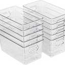 10 PACK Clear Storage Bins Clear Storage Containers for Kitchen Pantry Organization, Organizing Bins with Built in Handles, Cabinet Organizers
