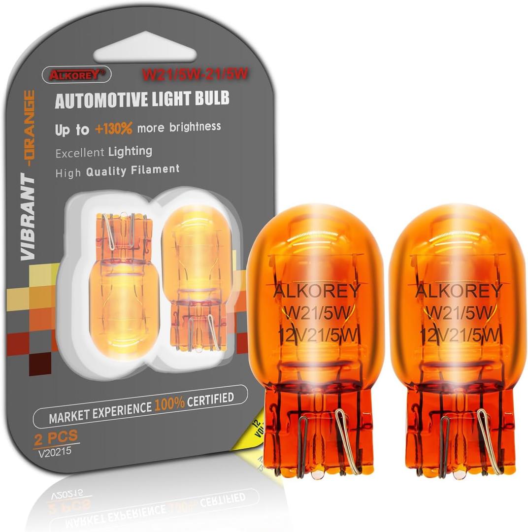 ALKOREY-T20 W21/5W 7443 Turn Signal Bulbs,2100K Amber 12V 21/5W Automotive Light Bulb,Car Mini Lamps,Ideal for Parking,2 Pack
