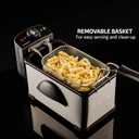 OVENTE Electric Deep Fryer 2 Liter Capacity, 1500 Watt Lid with Viewing Window and Odor Filter, Adjustable Temperature, Removable Frying Basket and Easy to Clean Stainless Steel Body, Silver FDM2201BR