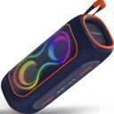 MusiBaby Portable Bluetooth Speakers with Lights, 80W Loud Outdoor Wireless Speaker with Stereo Sound, IPX5 Waterproof, 24H Playtime, BT 5.3, FM, for Home/Travel/Party Valentines Gifts (Blue)