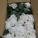 InnoGear 50 Pcs White Roses Artificial Flowers, Fake Velvet Silk Rose Bulk Faux Flower for Mother's Gift Decoration DIY Wedding Centerpieces Proposal Bridal Bouquets Party Floral Decor (50, White)