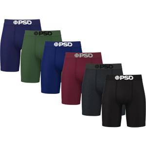 PSD Underwear Mens Boxer Briefs - 3 Pack Boxer Briefs, Mid Length, Soft & Breathable Boxer Briefs for Men