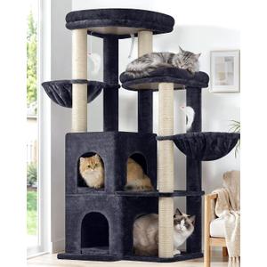 Globlazer Cat Tree Tower for Indoor Cats Large Adult, S63, Dark Grey