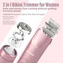 Bikini Trimmer for Women - 2 in 1 Electric Razors for Women - Dual Head Electric Shaver - IPX7 Waterproof Wet & Dry Use Body Hair Trimmer and Facial Hair Remover for Bikini Underarm Leg Arm (Pink)