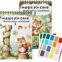 CuppaClip Watercolor Workbook Beginner-Friendly Watercolor Paint Set Funny Coloring Books with Paint Brush (Set of Forest Animals)