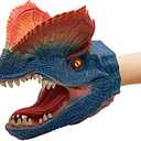Gemini&Genius Dinosaur Toys Dilophosaurus Hand Puppets Halloween Scary Toys Soft Rubber Role Play Animal Head Puppets, Toy Gifts for Kids 3-12 Years Old