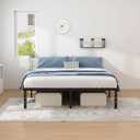 NEW JETO Metal Bed Frame,Queen Size Bed Frame with Storage Space,Heavy Duty Sturdy Mattress Foundation,Easy Assembly,No Box Spring Needed, Black,14 Inch,Queen,Bedroom Furniture