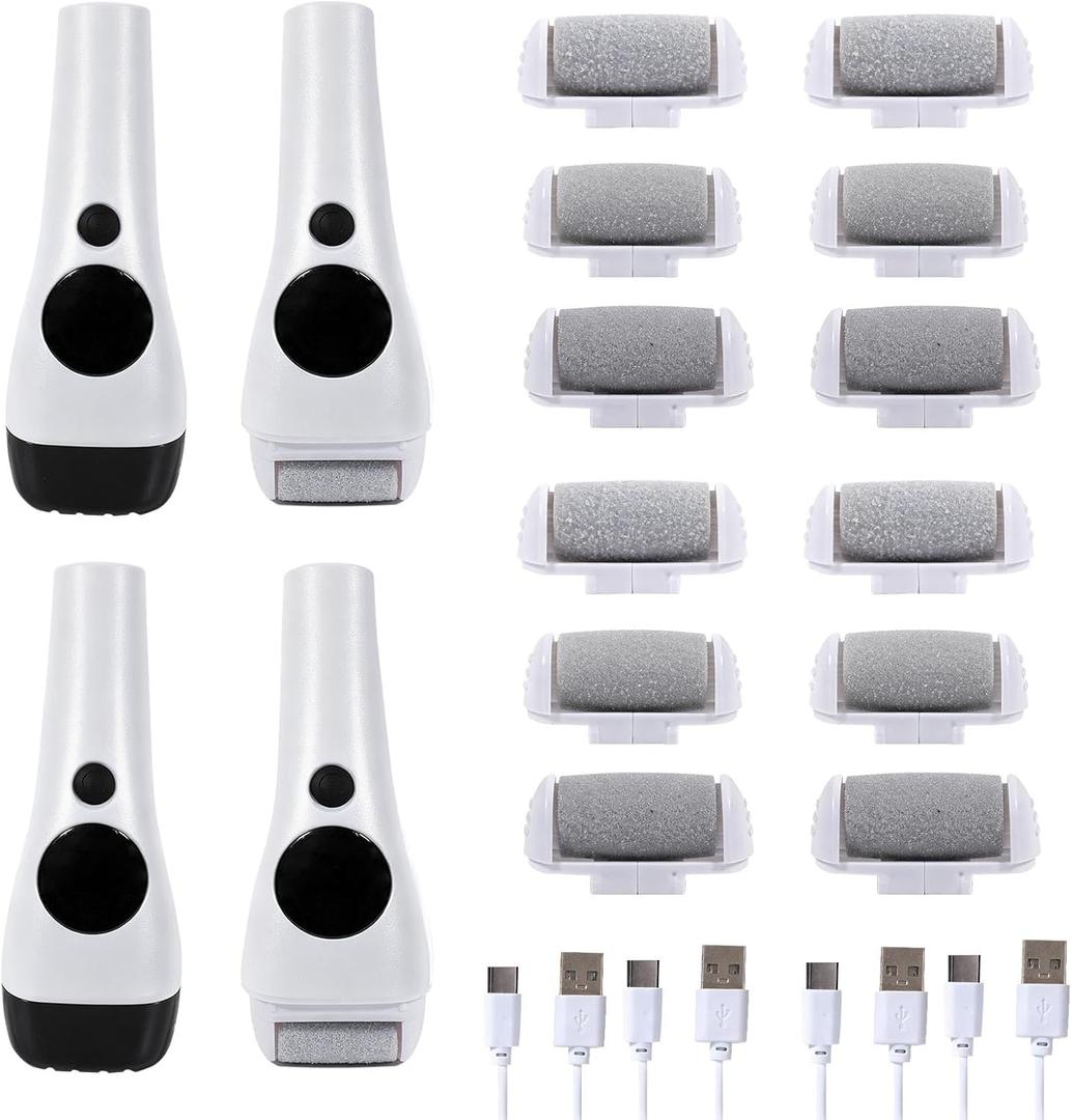 3 x Electric Callus Remover for Feet 4 Pack 1200mAh Rechargeable Foot Care Pedicure Tool with 3 Modes and Digital Power Display for Removing Dead Skin Hard Skin and Dry Cracks