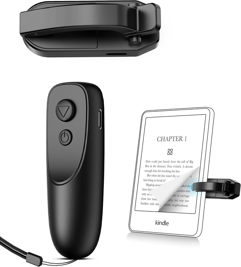 Fuloview Remote Control Page Turner for Kindle Paperwhite Kobo eReaders, Page Turner Clicker with Wireless Remote Compatible with iPad, Tablets, Cellphones