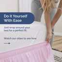 Wrap Around Dust Ruffle Bed Skirt - Light Pink - for Full Size Beds with 15 Inch Drop - Elastic Strap - Adjustable Pleated Bedskirt with Brushed Fabric and Wrinkle Free - for Women, Men, Kids & Teens