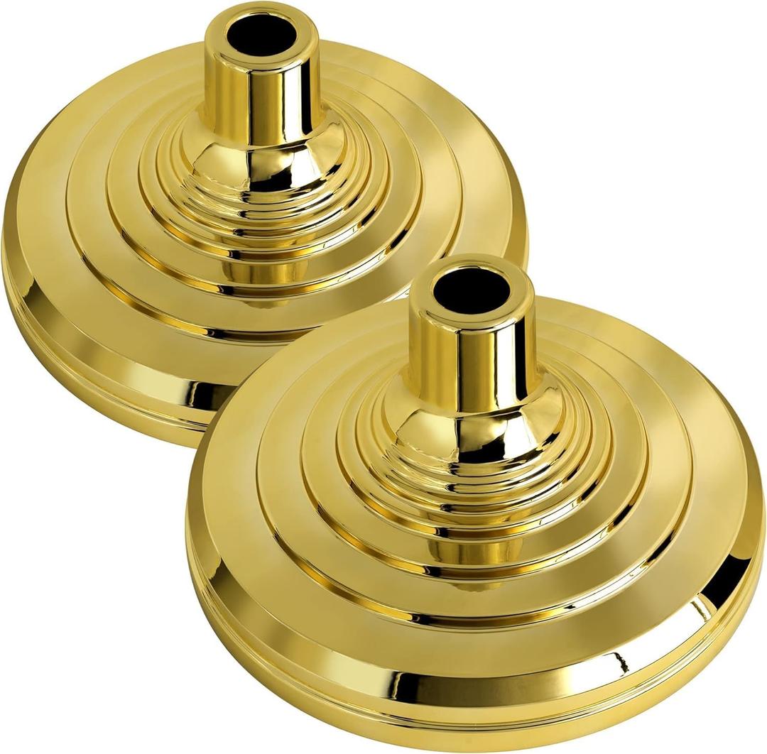 2 Pack Base Stand for Indoor Flagpole, Gold Interior Flag Holder Stands for Pole Compatible with 1.3 Inch,1.1 and 0.9 Inch Diameter Flag Pole Prefect for Classroom, Churches, Meeting, Indoor