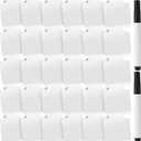 32 Pieces Basket Labels Clip Set, Include 30 Kitchen Clip Label Holder Removable PVC Bin with 2 Chalk Marker for Basket Pantry Organization Box (White Label Clip, Black Pen)