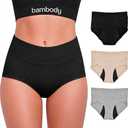 Bambody Bamboo Viscose Absorbent Period Panties, Period Underwear for Women and Teens - All-Day Long - Overnight Protection (M)