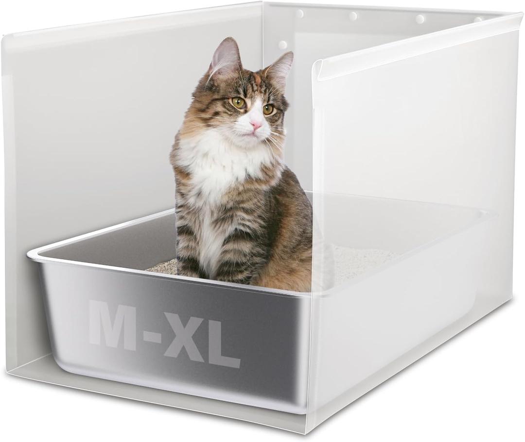 Litter Box Shield, 23.6"x15.7"x15.7"(Height) XL Litter Box Splash Guard Without Leakage, High Sided Cat Litter box Pee Shields Easy Clean for Pet Cat/Kitty/Kitten (Without Pan)