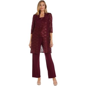 R&M Richards Women's Elegance De Nuit Pant Set (Red, L)
