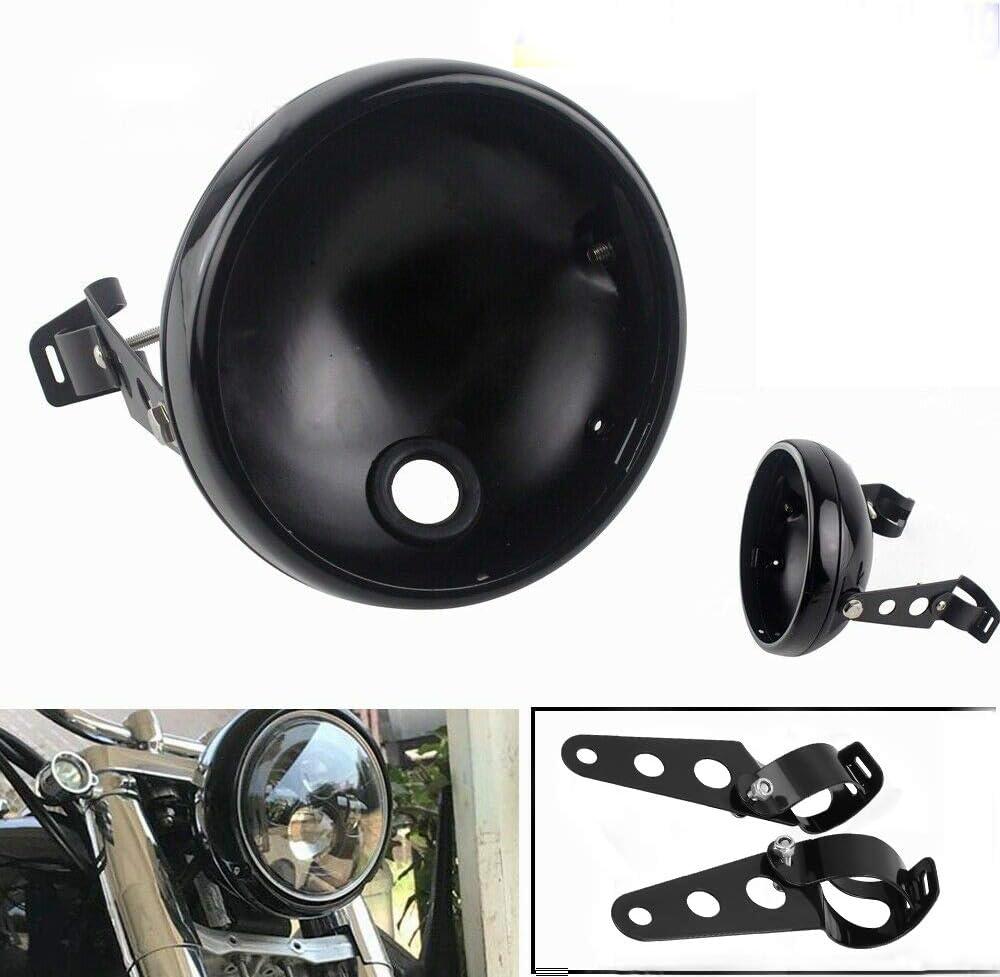 7 Inch Motorcycle Headlight Housing Bracket Headlamp Shell Cover 7" Led Headlight Housing for Harley Yamaha Suzuki Chopper Cafe Racer Bobbe Aprilia Black