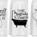 Funny Hand Towels Set of 3, Black and White Hand Towels for Bathroom, Black and White Funny Bathroom Decor, 16x24 Inch