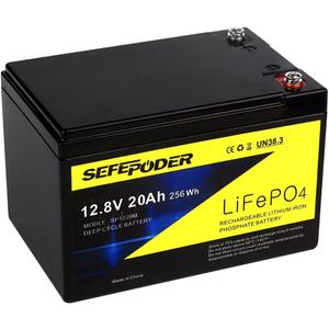 12V 20Ah Lithium LiFePO4 Deep Cycle Battery, 4000 Cycles Rechargeable Battery for Electric Scooter, Lighting, Power Wheel, Fish Finder with and More Built-in 40A BMS(Screw Terminal)