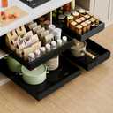 PAKETA 4 Pack Expandable Pull Out Cabinet Organizer, 21'' Deep Pull Out Drawers for Cabinet, Upgrade 3 Slide Rails Sliding Drawers for Cabinets with Adhesive Nano Film (Black, 21"D X 9-14"W)