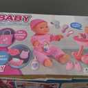 Golray Girl Baby Doll Stroller Toy Set with 12" Baby Doll & 17pcs Baby Doll Accessories Handbag/Clothes/Sunshade/Feeding Nursery Pretend Play Toy Birthday Gift for Toddler Girls 3 4 5 6 7 Years Old