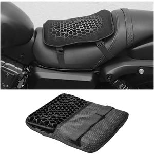 Motorcycle Seat Cushion, 3D Honeycomb Gel Breathable Shock-Absorbing Motorbike Seat Pad for Long Rides, Comfortable Pressure Relief Motorbike Chair Cover, Universal Fit
