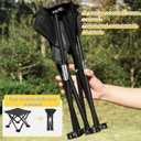 Portable Folding Camping Stool, Outdoor Camping Lightweight Small Chair for Gardening Fishing BBQ Hiking and Beach, Stool Seat with Carry Bag(Black), 33 cm x 33 cm x 33 cm