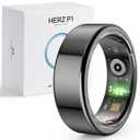 Herz P1 Smart Ring for Women & Men - (Size 13) 24/7 Health Metrics Fitness Ring, Tracks 20+ Biometrics, 6 Day Battery Life, Waterproof Stainless Steel, Free APP for iOS Android, No Subscription