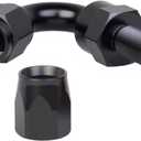 AN10 120 Degree Hose End Fitting Elbow Bend Swivel Connector for Braided Nylon Aluminum Black 2PCS