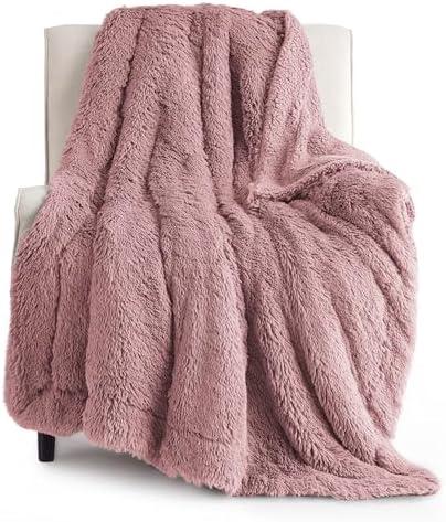 Bedsure GentleSoft Fluffy Dusty Pink Throw Blanket Gifts for Women, Girls, Soft Fleece Cozy Fuzzy Sherpa Plush Warm Minky Thick Faux Fur Throws for Couch, Dark Pink Decor Blanket Gifts for Her, 7x9ft