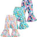 Mioglrie Baby Girl Pants Toddler Leggings 3 Pack Flare Newborn Baby Pants Months Bell Bottoms for Girls, 6-12M