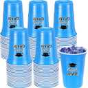 50 Pack Graduation Cups Bulk 16 oz Congrats Grad Cups 2025 Disposable Plastic Hot Cold Beer Beverage Drinks for School Graduation Party Decorations (Sky Blue)