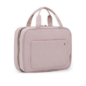 BAGSMART Toiletry Bag Travel Bag with Hanging Hook, Water-resistant Makeup Cosmetic Bag Travel Organizer for Accessories, Shampoo, Full-size Container, Toiletries (Baby Pink, Medium)