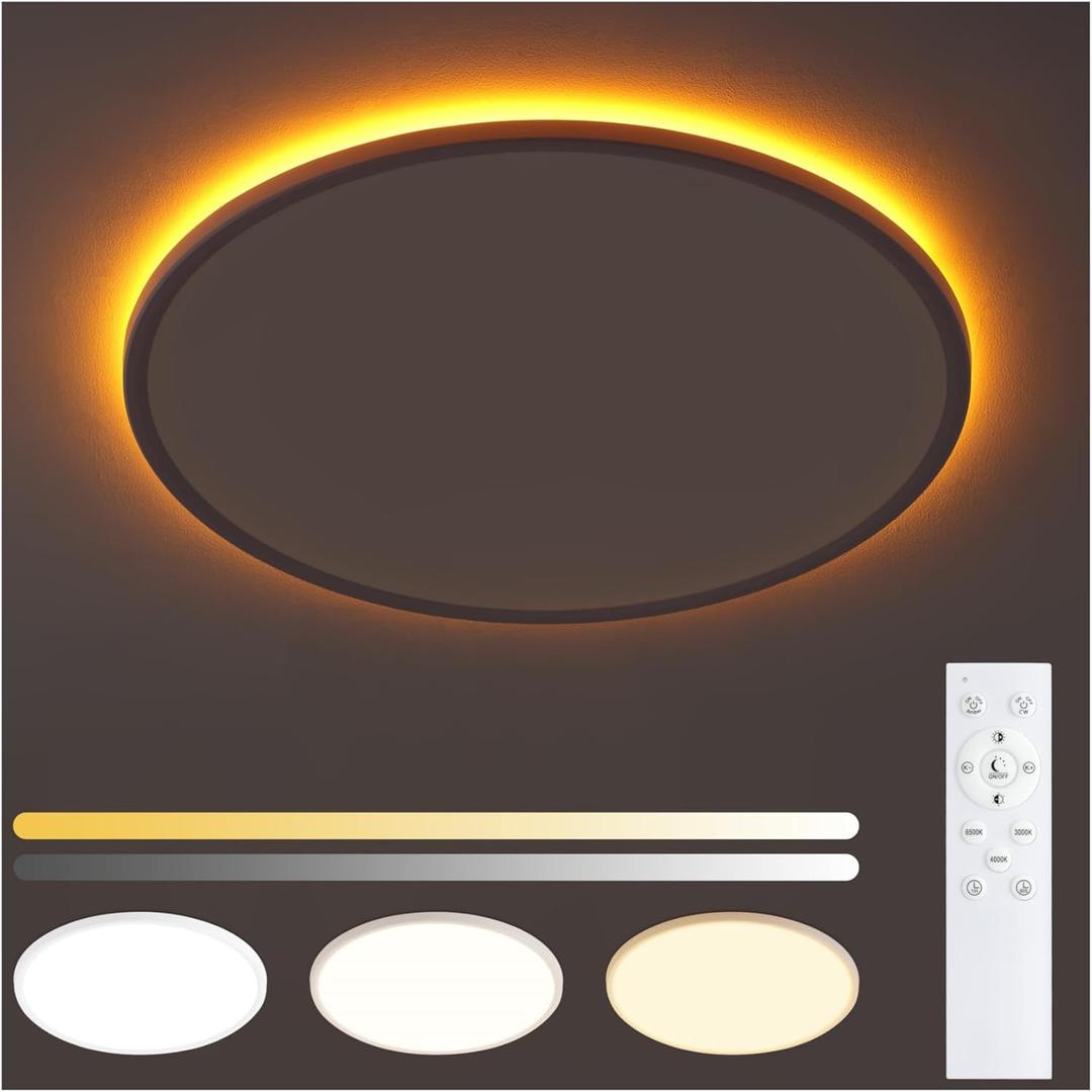 Flush Mount Ceiling Light with Night Light, 11in LED Ceiling Lights with Remote Control, 1800K Nightlights & 3000-6500K Dimmable Lamp Fixture, 24W 2400LM Low Profile for Bedroom, White