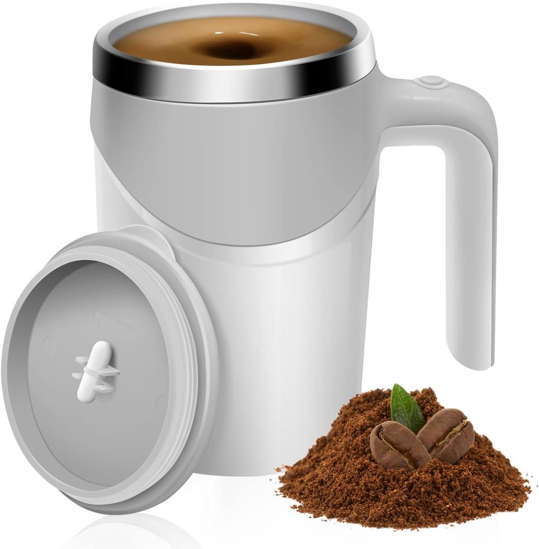 Ubitree Self Stirring Mug, 12oz Rechargeable Automatic Stirring Cup for Coffee, Tea, Hot Chocolate & Protein Shakes, Insulated Stainless Steel Travel Tumbler with Handle for Home, Office, Car & Gifts