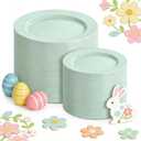 FLOWERCAT 200PCS Sage Green Plastic Plates Disposable Plates for Party - Elegant Plastic Plates - 10" &7" Plate for 100 Guests Spring Parties and Easter & Events