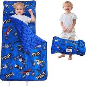 Lasoftan Toddler Nap Mat with Pillow and Blanket, Extra Large Rolled Napping Mats,Slumber Bags for Boys Girls,Kids Sleeping Bag for Daycare, Preschool Travel Camping