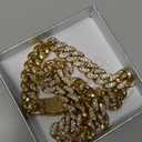 Cuban Link Dog Collar Gold Silver Color Metal Chain Diamond Pet Collars for Dogs Cats Jewelry 8/10/14/16/18/20/24/28 Inch (16inch, Gold)