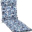 Arden Outdoor Chaise Cushion, 21 in x 72 in, Weather-Proof, Rain-Proof, Fade Resistant Patio Cushion for Chaise Lounger Blue Garden Floral