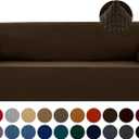Joccun Stretch Couch Cover Slipcovers, 1-Piece Sofa Covers for 3 Cushion Couch Spandex Jacquard Washable Furniture Protector Cover for Living Room,Kids,Pets(Sofa,Seal Brown)
