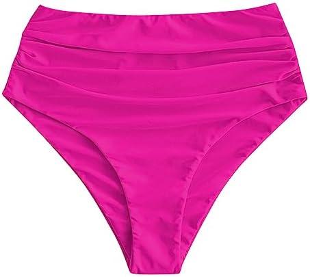 ZAFUL Women High Waisted Bikini Bottoms Ruched Swimsuit Bottom Tummy Control Bathing Suit Bottoms, Large