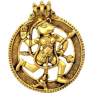 Mighty Hanuman Brass Wall Hanging, Use for Home Decor, Puja Room, Car Deshboard, Gift (5 Inch Height) (Hanuman Plaque)