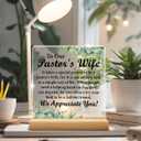 7 x Pastor Wife Appreciation Gifts, Gifts for Pastors Preacher's Wife Christmas Christian Birthday Religious Clear Acrylic Decorative Sign Office Desk Decor