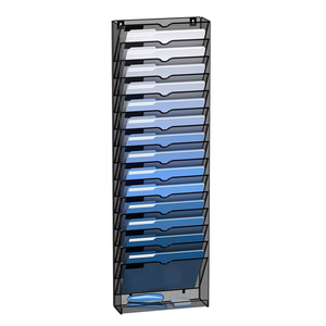 Wall File Holder 16 Tier Hanging Wall File Organizer, for Papers Mails Folders Clipboard Magazine Organization, for Office Home, Mesh Metal, Black