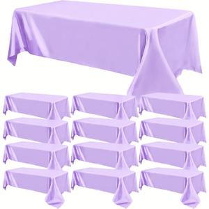 12 Pack Satin Polyester Tablecloth Purple Rectangle Table Cloth Bright Silk Smooth Fabric Tablecloth for Wedding Banquet Party Events Birthday Celebration Anniversary Table Dcor(57"x108",Lavender)